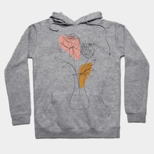 Botanical One Line Art Rose Flowers Hoodie